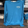 Blue Stewby's Seafood Shanty shirt on display.