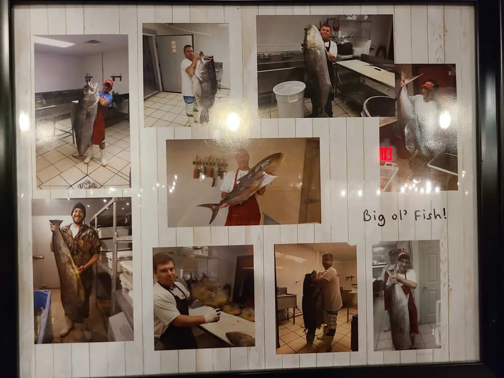 Collage of people with large fish.